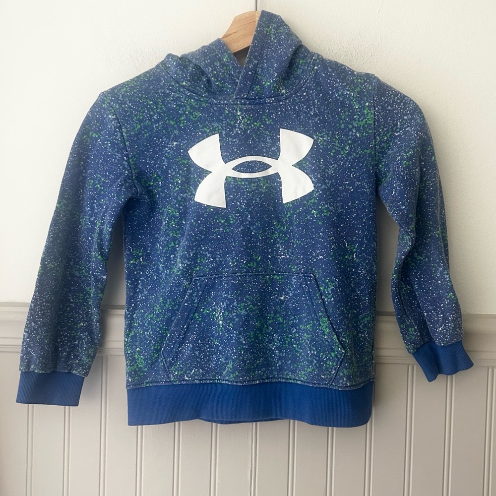 Under Armour Kids Boys 6 Blue and Green Speckled Hoodie Sweatshirt
